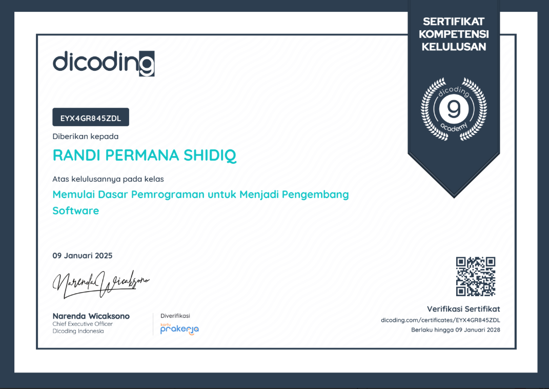 Sertifikat Dasar Pemrograman Web
